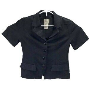 Kathy Lee Black Carnival Button Up Blouse Size 10  With TAG